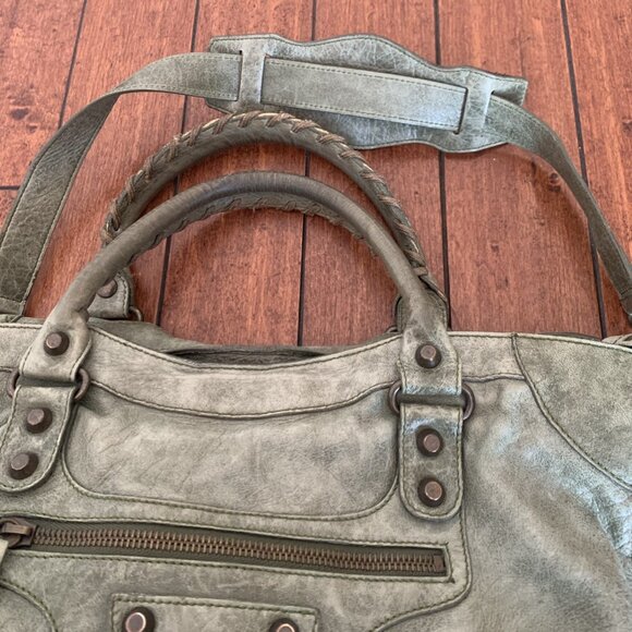 Balenciaga City Bag Dark Green Olive – Classic Motorcycle Handbag Iconic It Bag - Picture 11 of 16